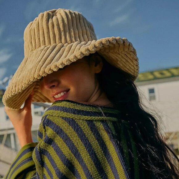 NWT Wyeth/Anthro Jessie Corduroy Bucket Hat Black - Picture 3 of 3